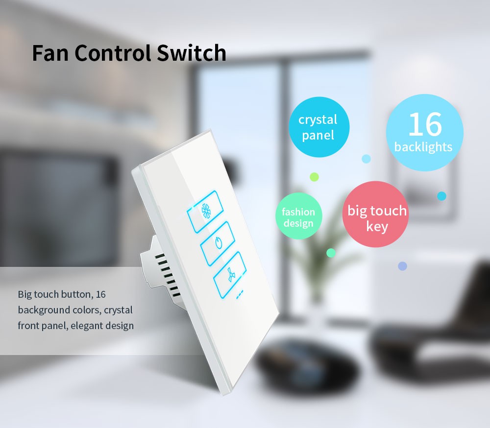 LANEON Color Switch wifi Zigbee Smart Fan Switch L7-HF-03 LANEON Color Switch wifi Zigbee Smart Fan Switch L7-HF-03
